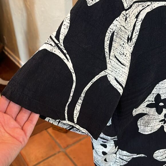 JAMS WORLD Vintage Mens Black/White Tropical Short Sleeve Button Down Shirt, L! - Picture 6 of 9